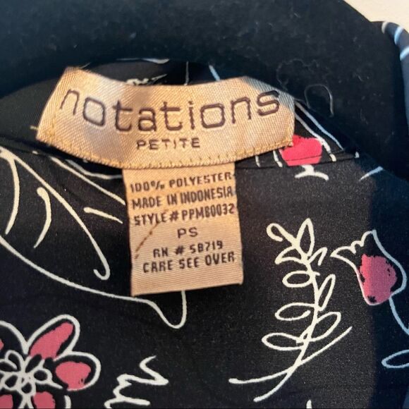 Notations Petite Small Novelty Printed Short Sleeve Button Down Shirt - Picture 3 of 6